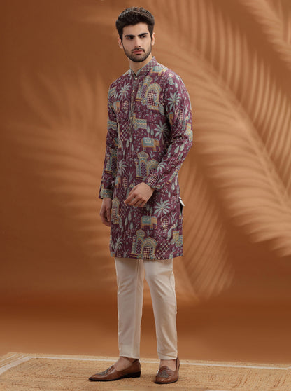 Dusty Purple Embroidered  Kurta Pajama | TULA