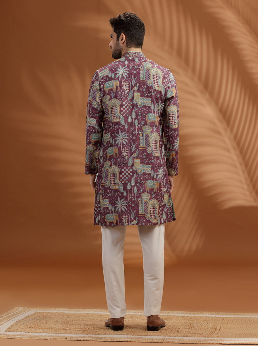 Dusty Purple Embroidered  Kurta Pajama | TULA