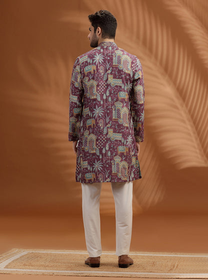 Dusty Purple Embroidered  Kurta Pajama | TULA