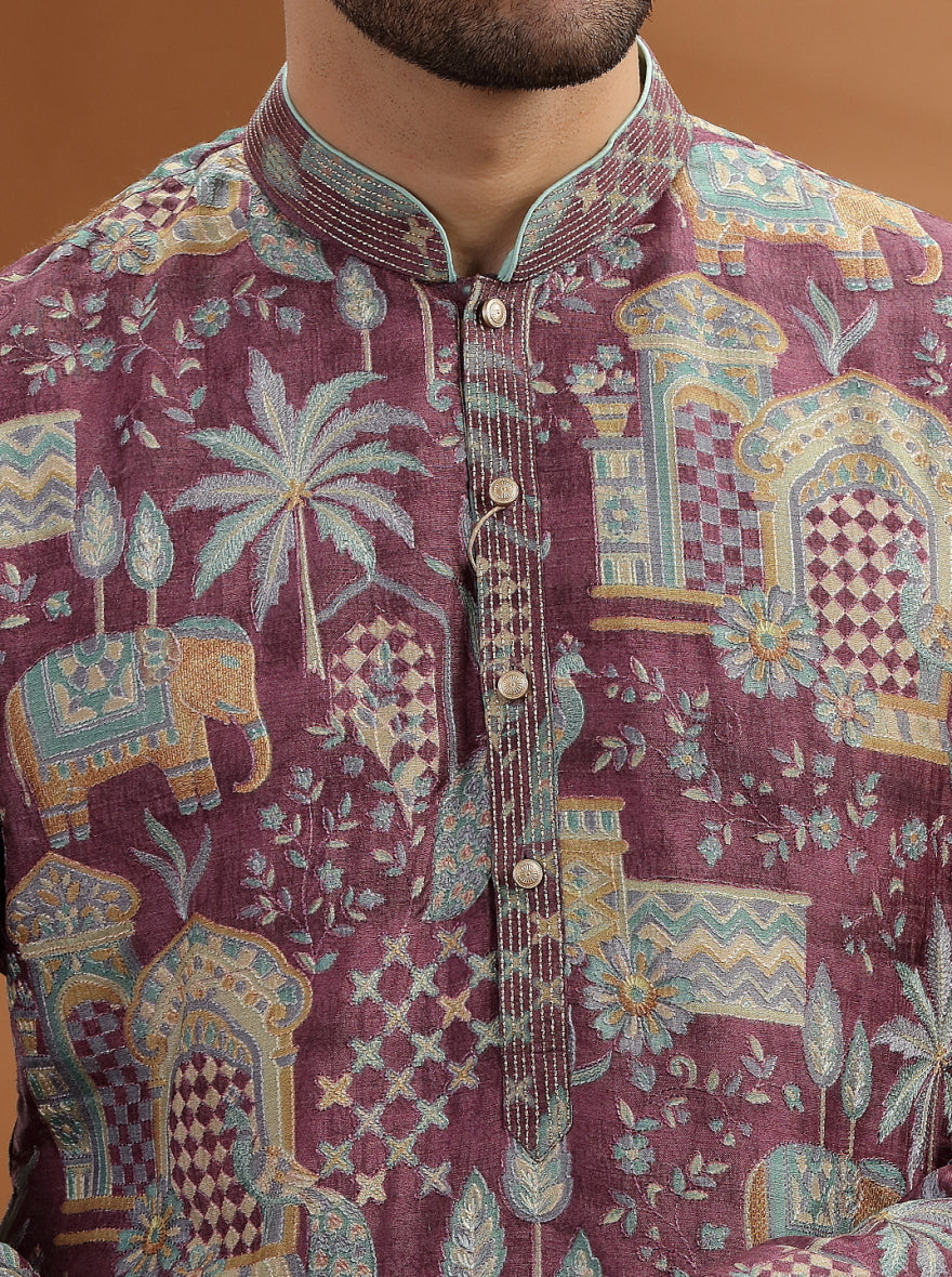 Dusty Purple Embroidered  Kurta Pajama | TULA