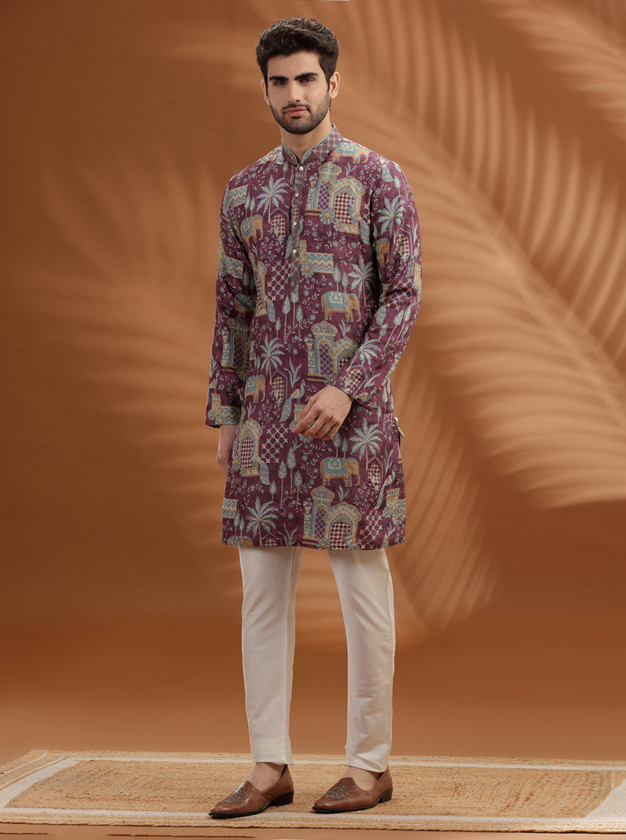 Dusty Purple Embroidered  Kurta Pajama | TULA