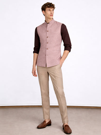 Dusty Pink Solid Waistcoat | Greenfibre