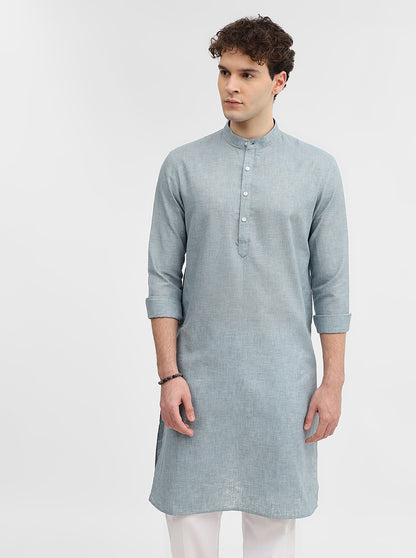 Steel Blue Solid Modi Kurta | JadeBlue