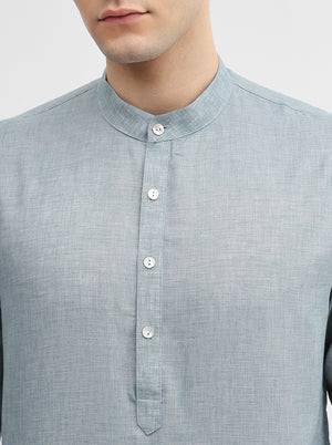 Steel Blue Solid Modi Kurta | JadeBlue