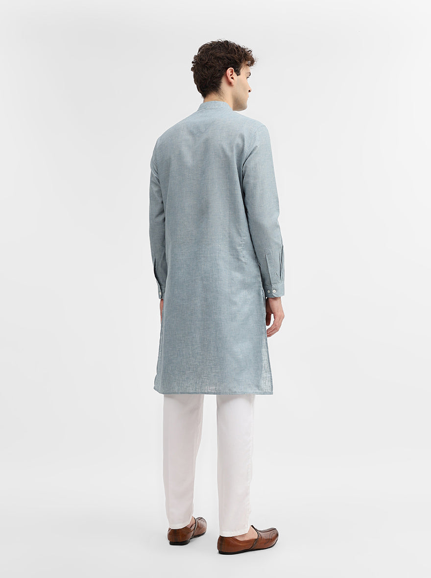 Steel Blue Solid Modi Kurta | JadeBlue