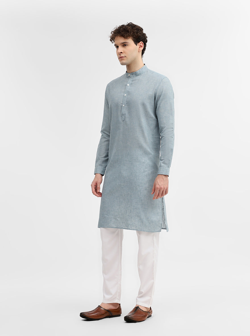 Steel Blue Solid Modi Kurta | JadeBlue