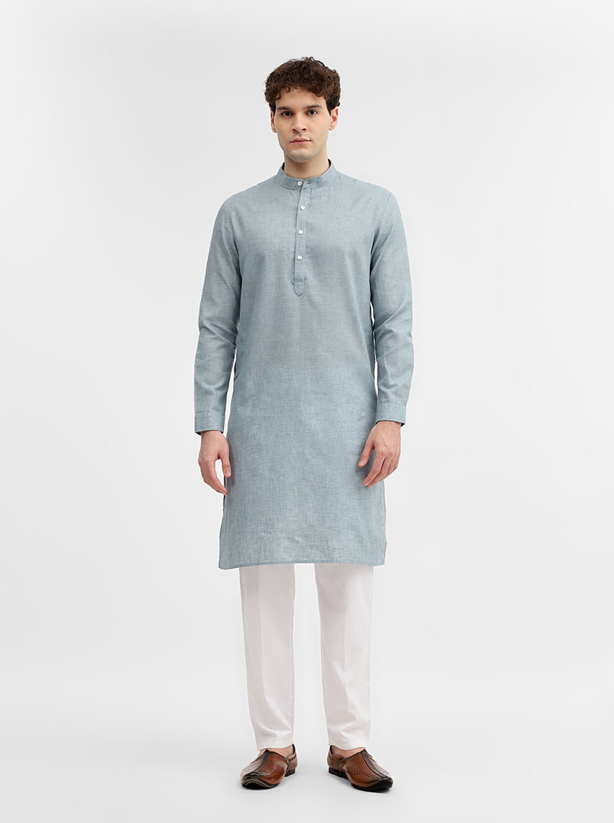 Steel Blue Solid Modi Kurta | JadeBlue