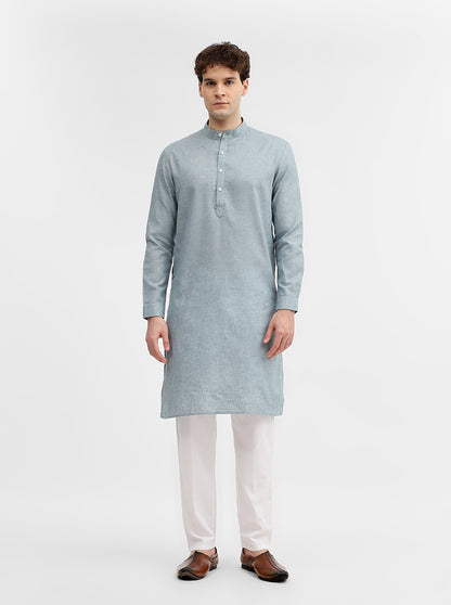 Steel Blue Solid Modi Kurta | JadeBlue