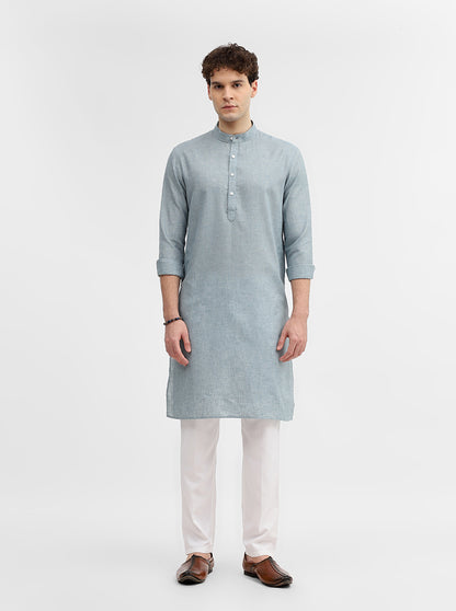 Steel Blue Solid Modi Kurta | JadeBlue