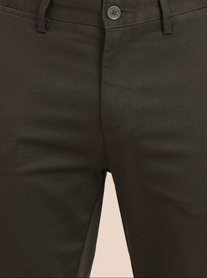 Olive Brown Printed Uno Fit Casual Trouser | JadeBlue