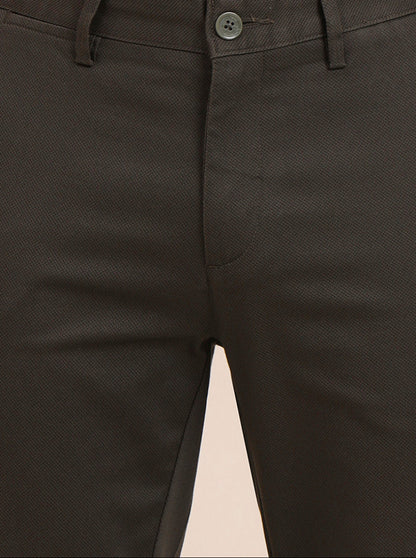 Olive Brown Printed Uno Fit Casual Trouser | JadeBlue