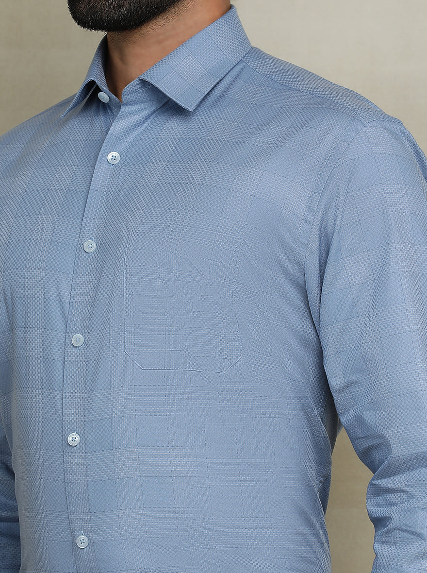 Blue Checked Regular Fit Formal Shirt | JadeBlue
