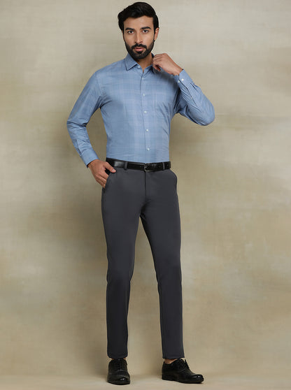 Blue Checked Regular Fit Formal Shirt | JadeBlue