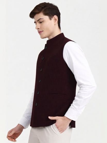 Maroon Solid Regular Fit Modi Jacket | JB X JB
