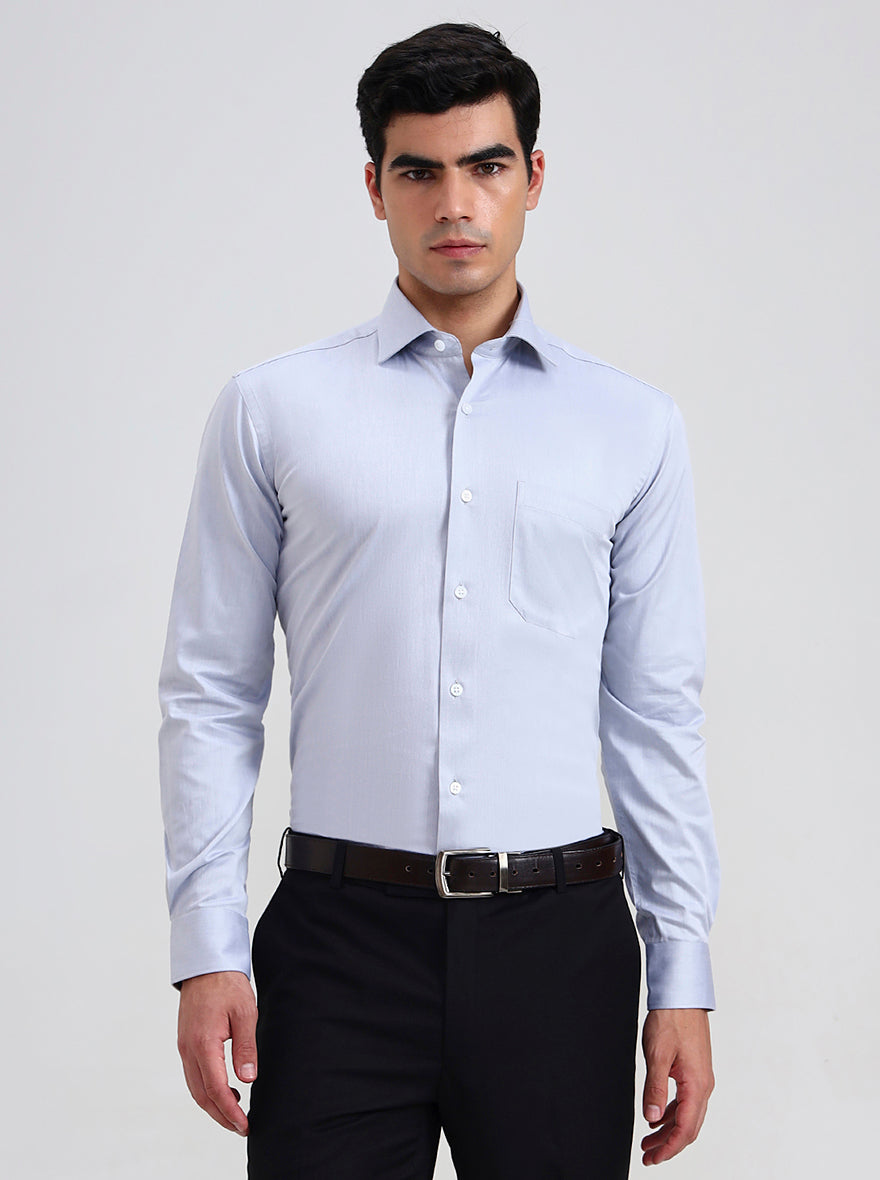 Grey Solid Slim Fit Formal Shirt | Metal