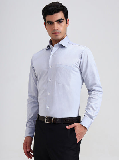 Grey Solid Slim Fit Formal Shirt | Metal