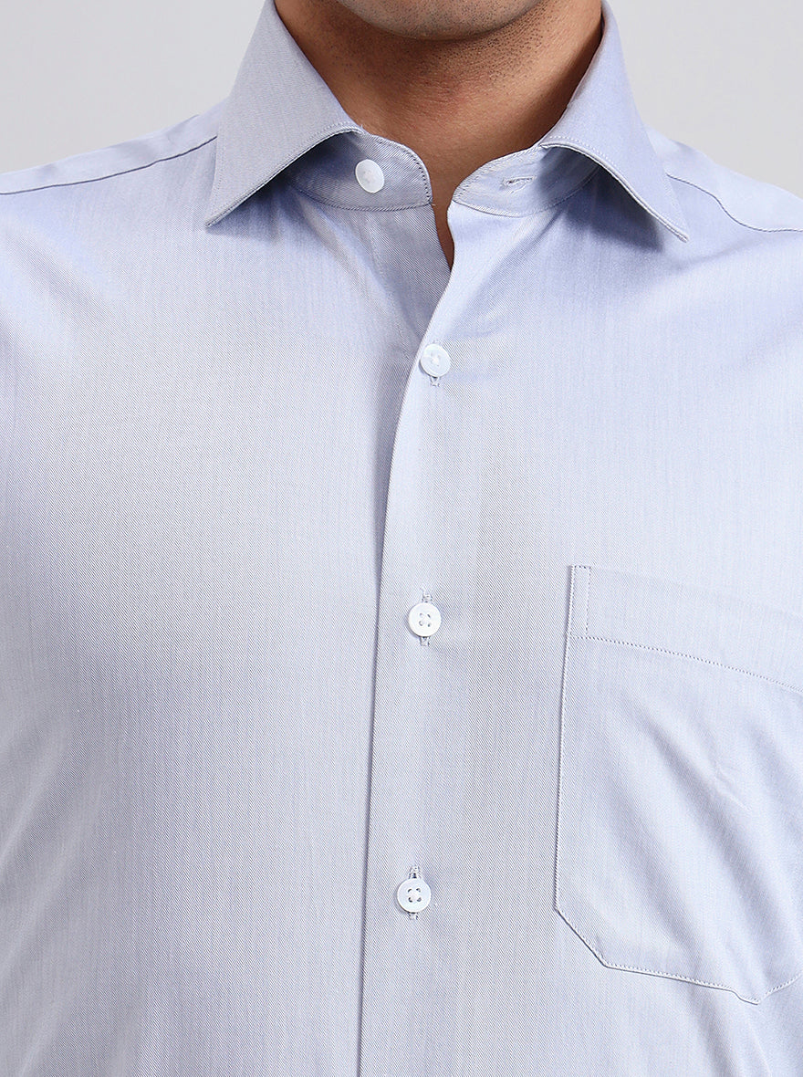 Grey Solid Slim Fit Formal Shirt | Metal