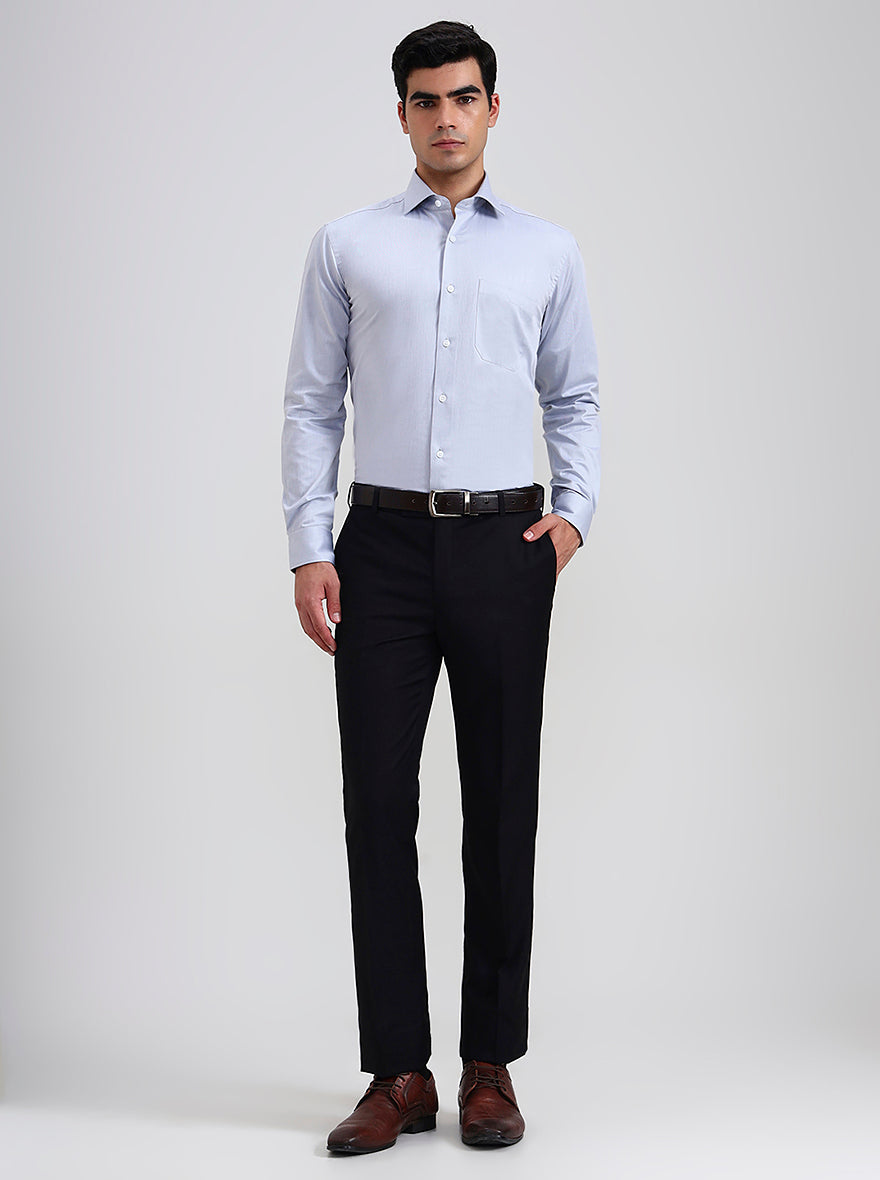 Grey Solid Slim Fit Formal Shirt | Metal