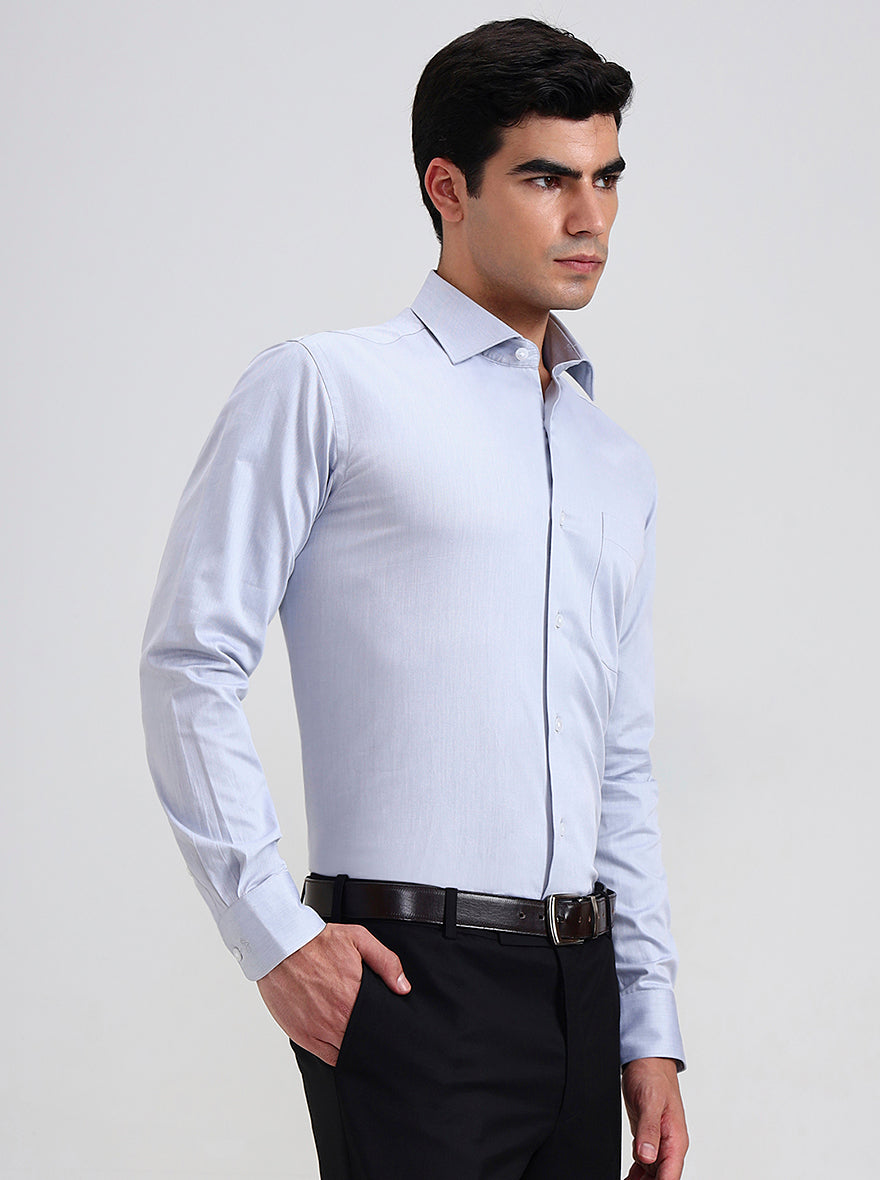 Grey Solid Slim Fit Formal Shirt | Metal