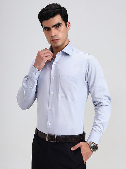 Grey Solid Slim Fit Formal Shirt | Metal