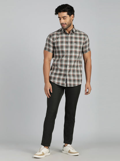 Olive Green Solid Venice Fit Casual Trouser | JadeBlue