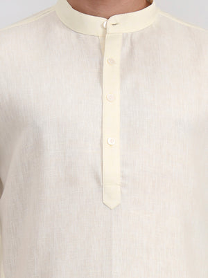 Yellow Solid Regular Fit Modi Kurta | JadeBlue