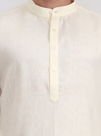 Yellow Solid Regular Fit Modi Kurta | JadeBlue