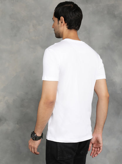 White Printed Slim Fit T-Shirt | GreenFibre