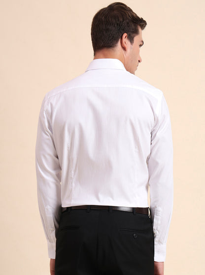 White Solid Slim Fit Formal Shirt | Metal