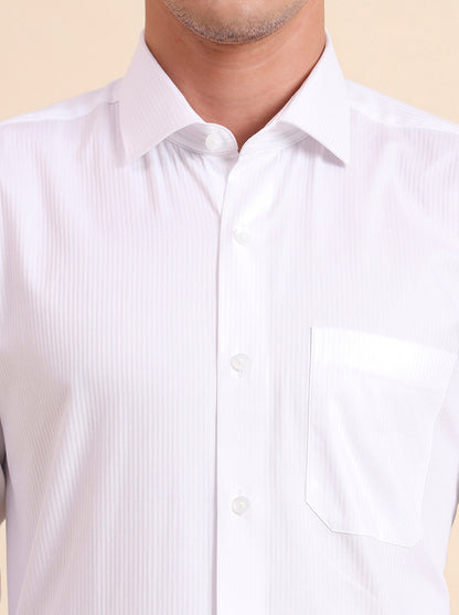 White Solid Slim Fit Formal Shirt | Metal