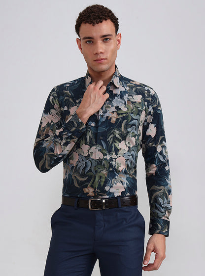 Multicolor Printed Slim Fit Party Wear Shirt | Wyre