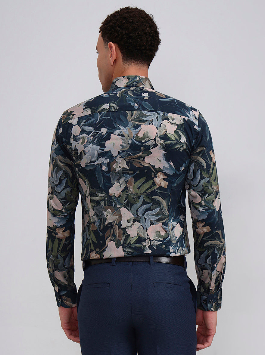 Multicolor Printed Slim Fit Party Wear Shirt | Wyre
