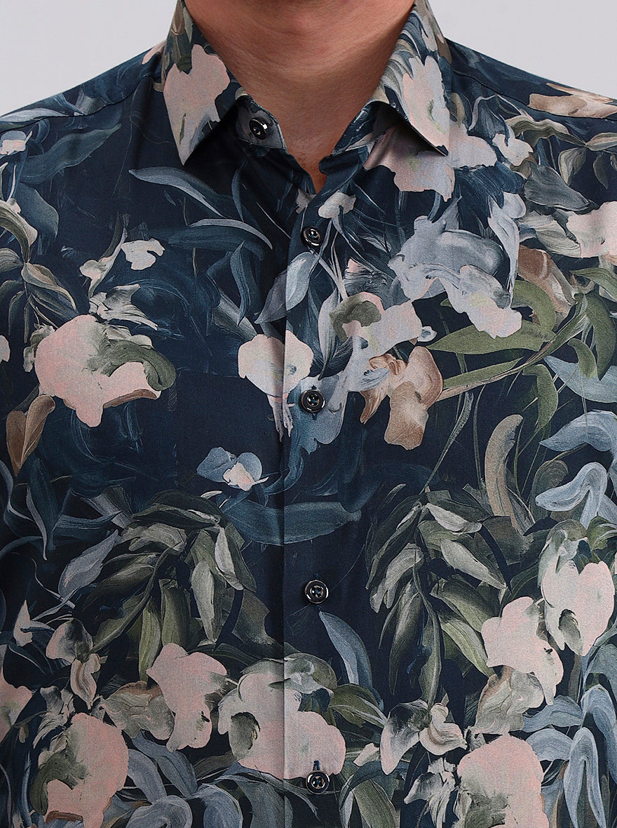 Multicolor Printed Slim Fit Party Wear Shirt | Wyre