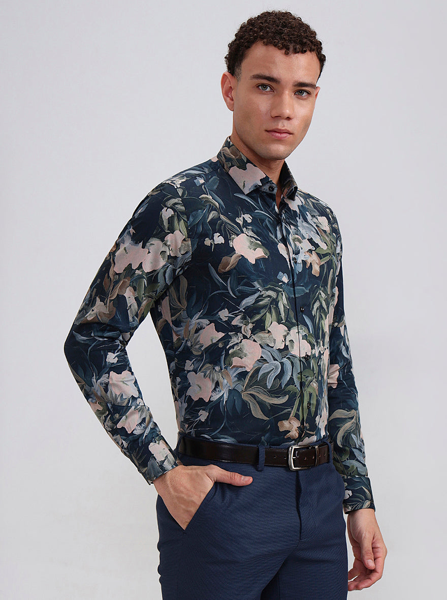 Multicolor Printed Slim Fit Party Wear Shirt | Wyre