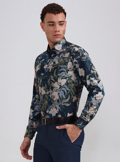Multicolor Printed Slim Fit Party Wear Shirt | Wyre