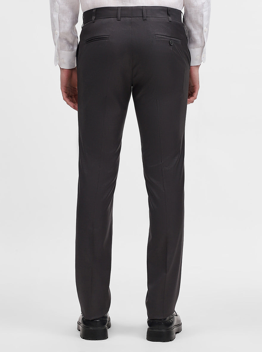 Dark Grey Solid Slim Fit Formal Trouser | JadeBlue Super Luxe