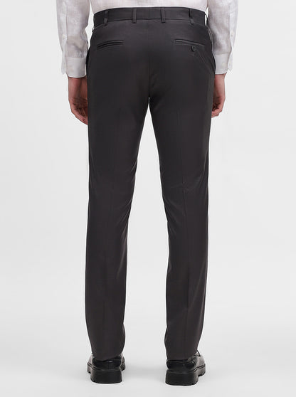 Dark Grey Solid Slim Fit Formal Trouser | JadeBlue Super Luxe