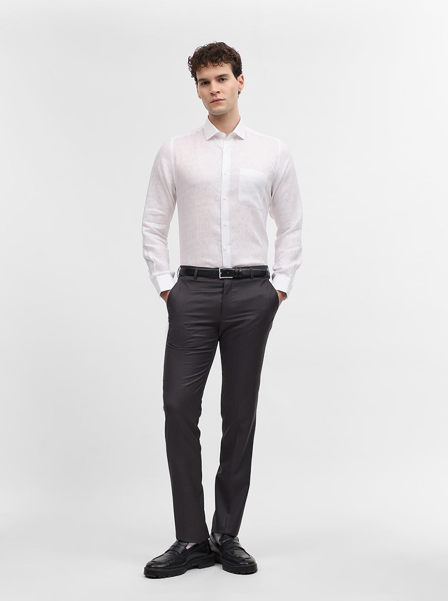 Dark Grey Solid Slim Fit Formal Trouser | JadeBlue Super Luxe