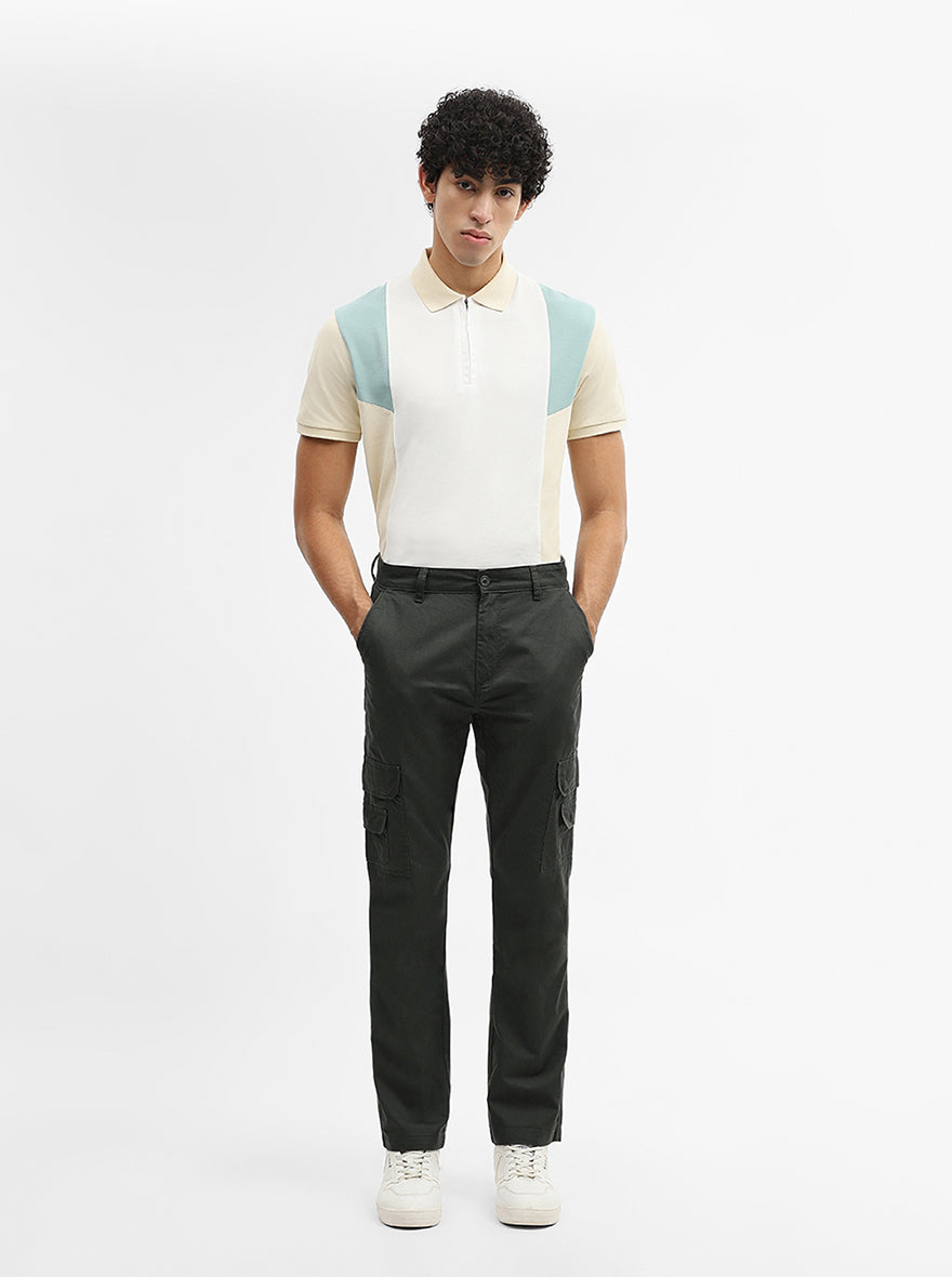 Dark Grey Solid Slim Fit Cargo Pant | JadeBlue