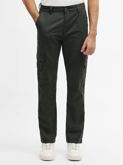 Dark Grey Solid Slim Fit Cargo Pant | JadeBlue