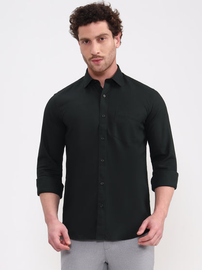 Olive Solid Semi Casual Shirt | JadeBlue