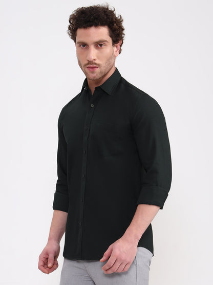 Olive Solid Semi Casual Shirt | JadeBlue