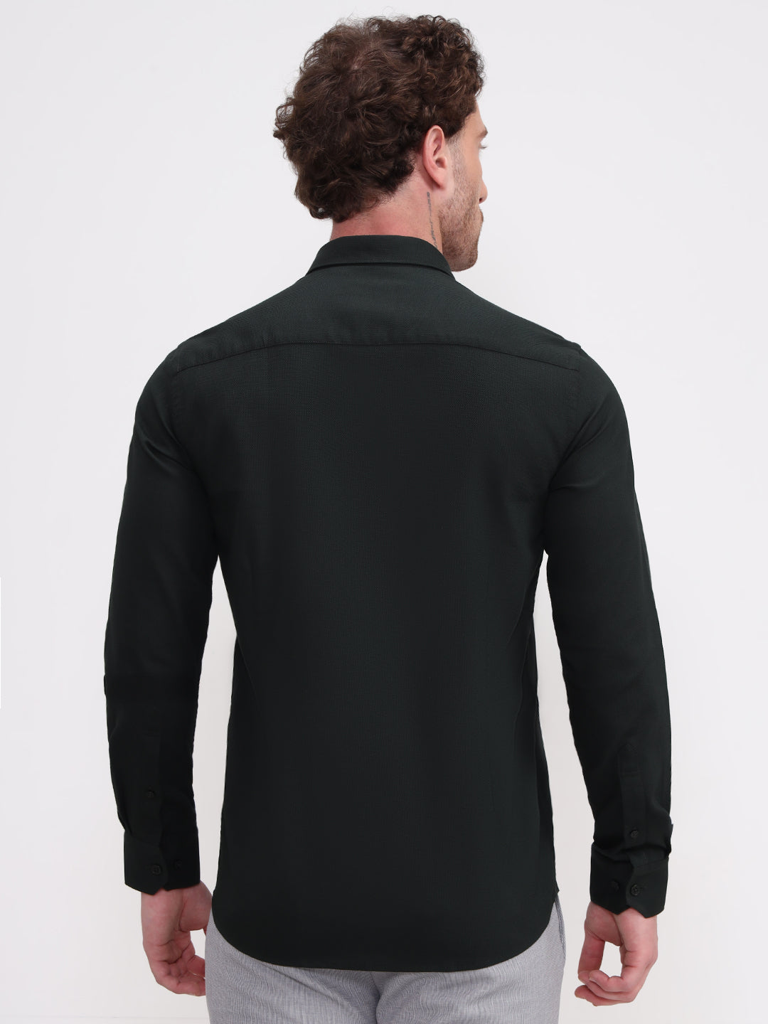 Olive Solid Semi Casual Shirt | JadeBlue
