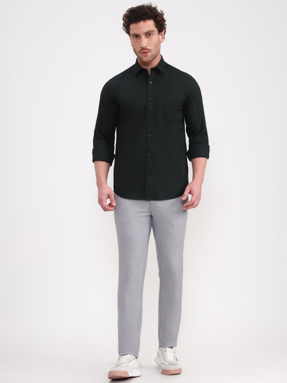 Olive Solid Semi Casual Shirt | JadeBlue