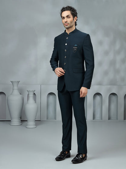 Green Solid Jodhpuri Suit | JadeBlue
