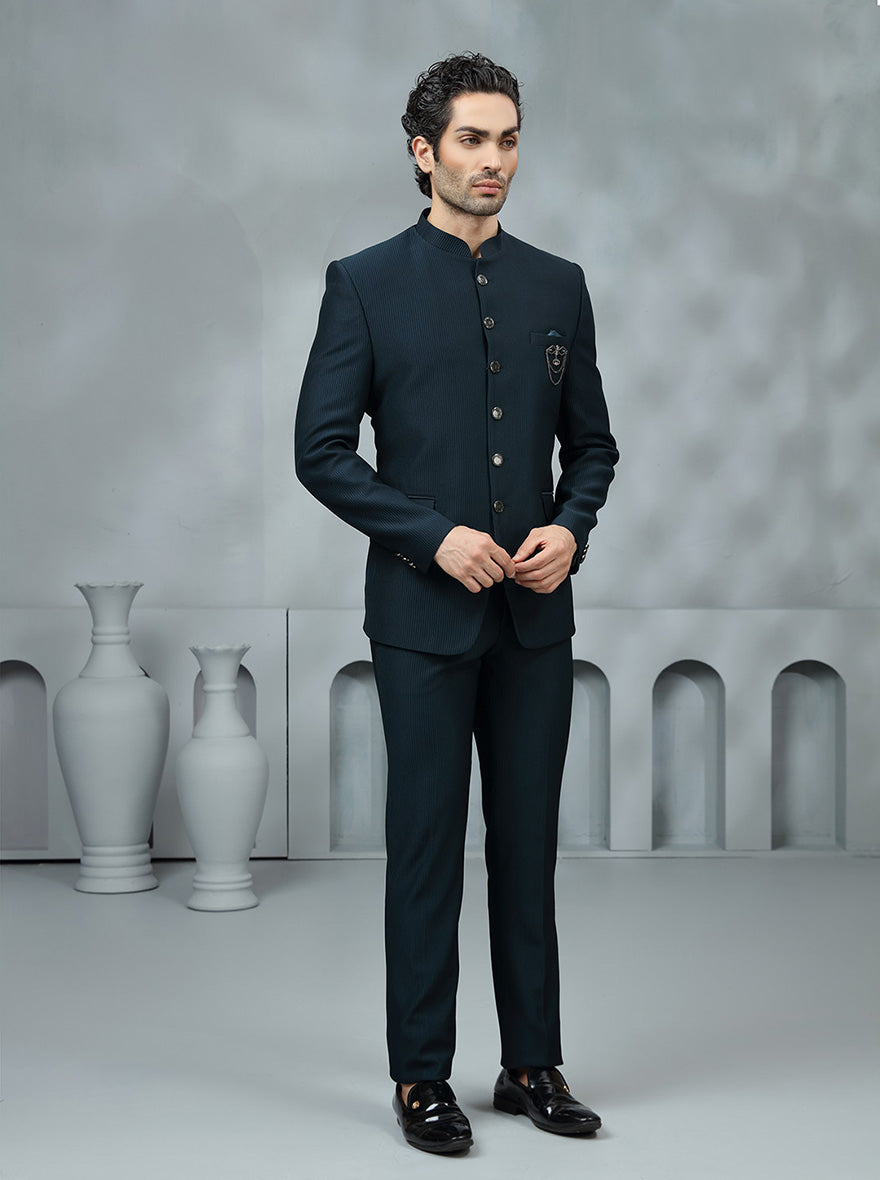 Green Solid Jodhpuri Suit | JadeBlue