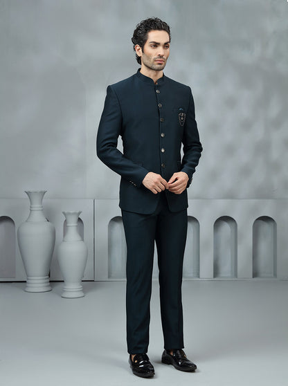 Green Solid Jodhpuri Suit | JadeBlue