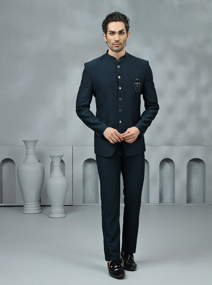 Green Solid Jodhpuri Suit | JadeBlue