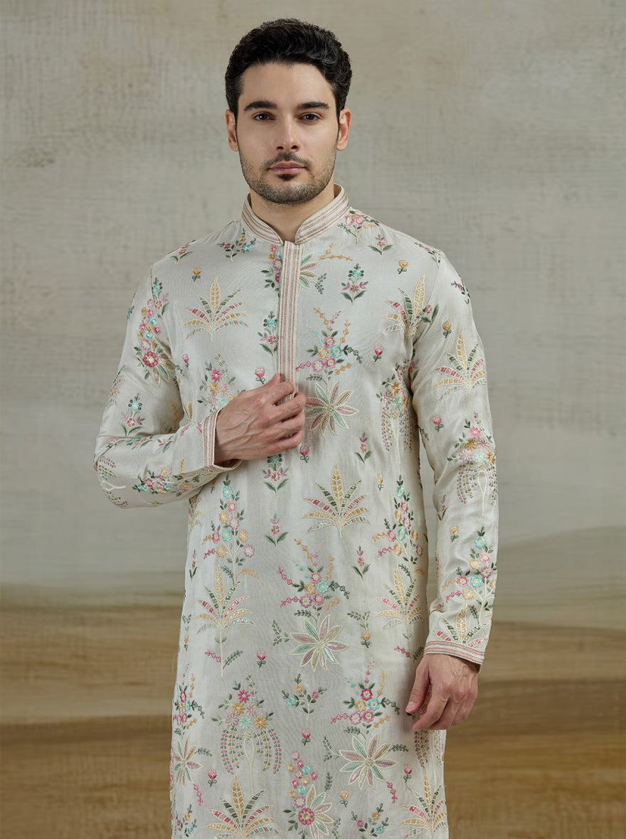 Cream Embroidered Kurta Pajama | TULA
