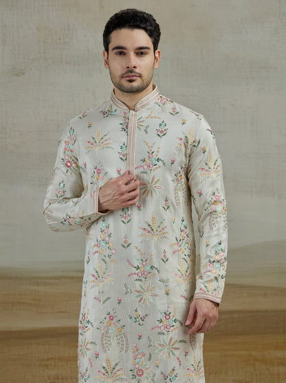 Cream Embroidered Kurta Pajama | TULA